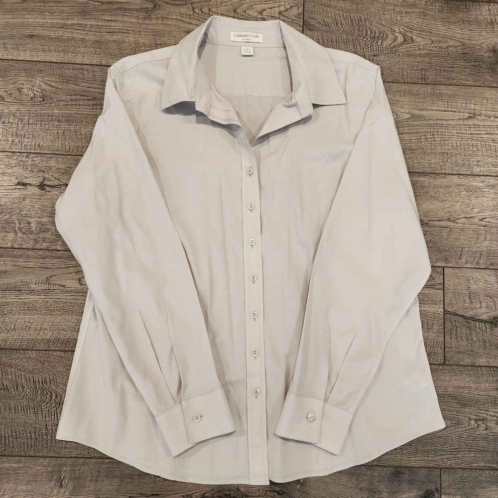 Coldwater Creek Womens Size L(14-16) No Iron Shirt Botton Up Long Sleeve